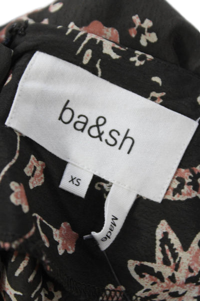 Ba&Sh Womens Wrap Skirt Green Floral Viscose Knee Length Zip Size XS