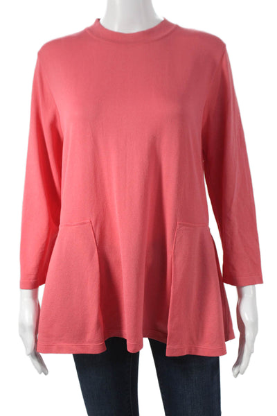 Jennifer Tyler Womens Pink Knit Mock Neck Tunic Blouse 3/4 Sleeve Size L