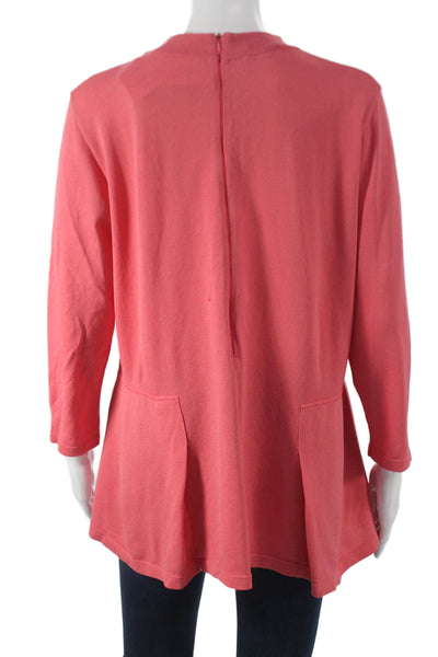 Jennifer Tyler Womens Pink Knit Mock Neck Tunic Blouse 3/4 Sleeve Size L