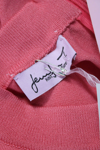 Jennifer Tyler Womens Pink Knit Mock Neck Tunic Blouse 3/4 Sleeve Size L