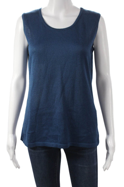 Jennifer Tyler Women Basic Sleeveless Blue Round Neck Tank Size 48