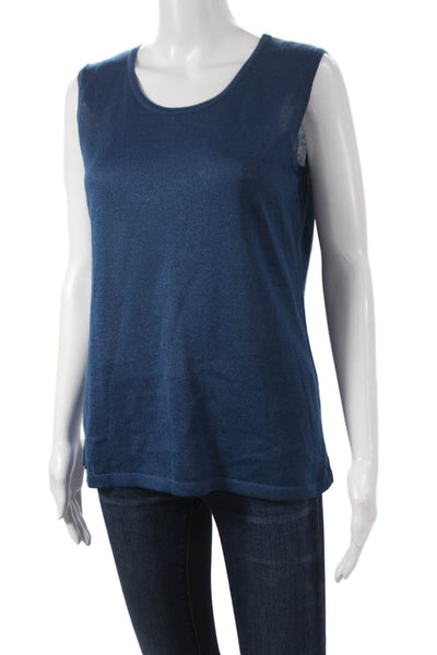 Jennifer Tyler Women Basic Sleeveless Blue Round Neck Tank Size 48