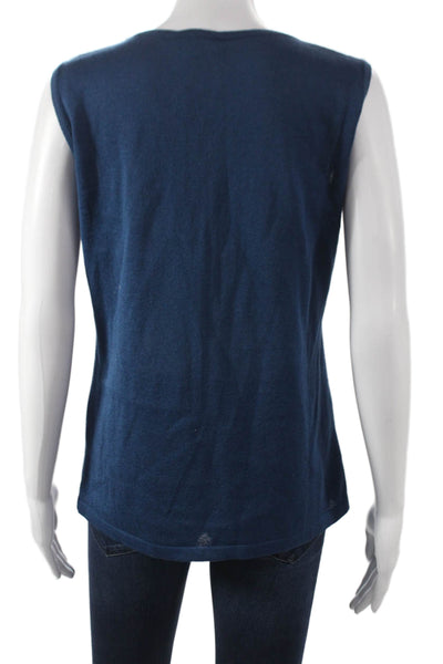 Jennifer Tyler Women Basic Sleeveless Blue Round Neck Tank Size 48