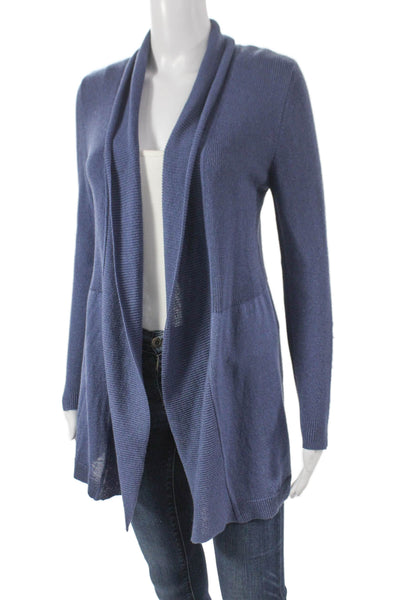 Jennifer Tyler Womens Cardigan Sweater Blue V Neck Longsleeve 55% Cotton Size S