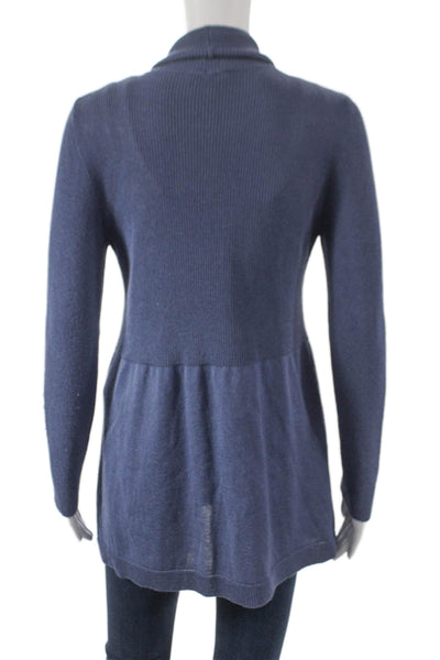 Jennifer Tyler Womens Cardigan Sweater Blue V Neck Longsleeve 55% Cotton Size S