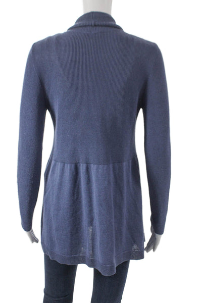 Jennifer Tyler Womens Blue Shawl Collar Cardigan Long Sleeve Size M