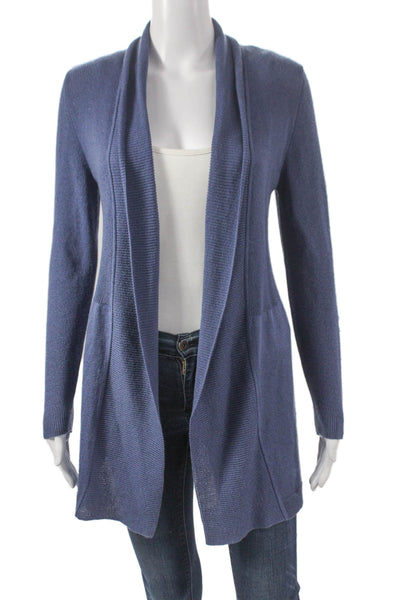 Jennifer Tyler Womens Collared Blue Cardigan Long Sleeve Solid Size L