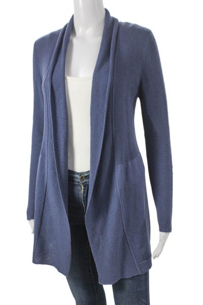Jennifer Tyler Womens Collared Blue Cardigan Long Sleeve Solid Size L