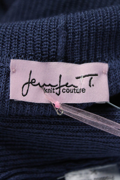 Jennifer Tyler Womens Collared Blue Cardigan Long Sleeve Solid Size L
