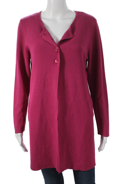 Jennifer Tyler Women Cardigan V-Neck Long Sleeve Pink Size M