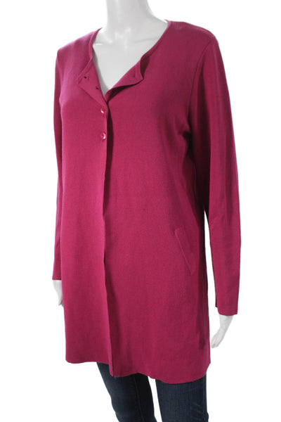Jennifer Tyler Women Cardigan V-Neck Long Sleeve Pink Size M