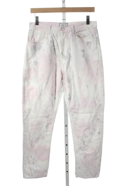 Redemption Womens Straight Jeans Pink Tie Dye High Rise 100% Cotton Size 42