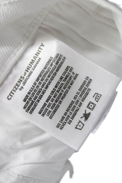 Citizens of Humanity Women Flared Jeans White Cotton High Rise Size 24