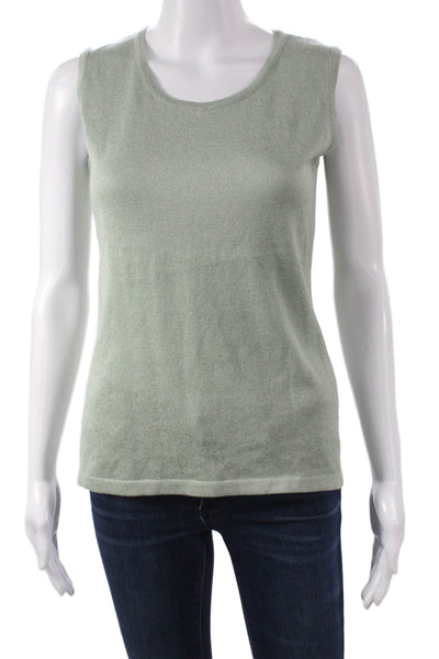 Jennifer Tyler Women Basic Viscose Green Sleeveless Tank Round Neck Size 44