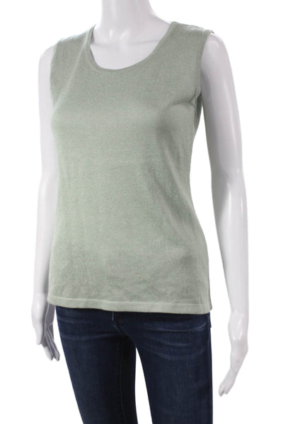 Jennifer Tyler Women Basic Viscose Green Sleeveless Tank Round Neck Size 44