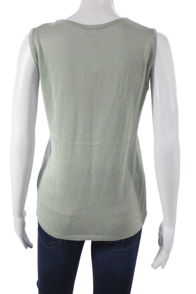 Jennifer Tyler Women Basic Viscose Green Sleeveless Tank Round Neck Size 44