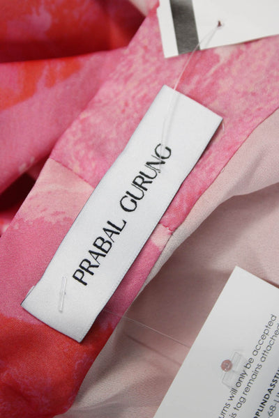 Prabal Gurung Women Silk Cowl Neck Floral Sleeveless Blouse Pink Size 12