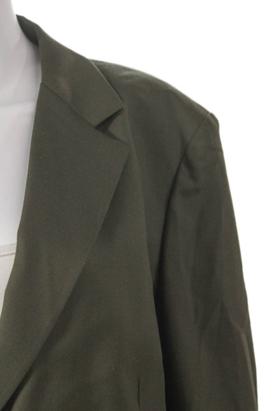 Sharis Women Wool Blazer Green Button Long Sleeve Fall Size 0