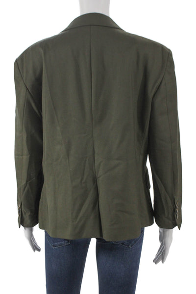 Sharis Women Wool Blazer Green Button Long Sleeve Fall Size 0
