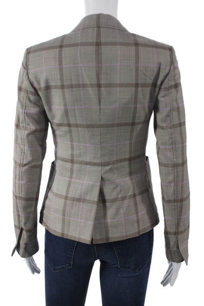 Sharis Women Basic Plaid Wool Jacket Button Long Sleeve Size 38