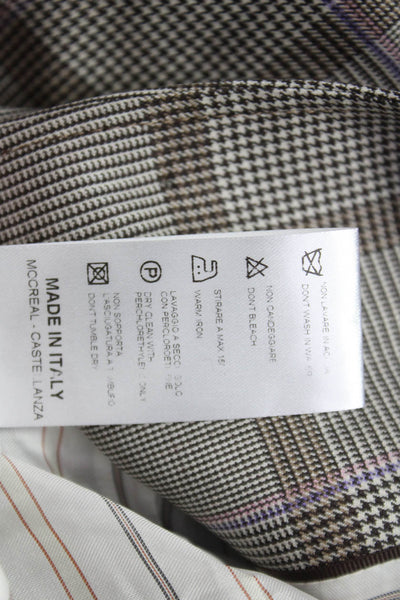 Sharis Women Basic Plaid Wool Jacket Button Long Sleeve Size 38