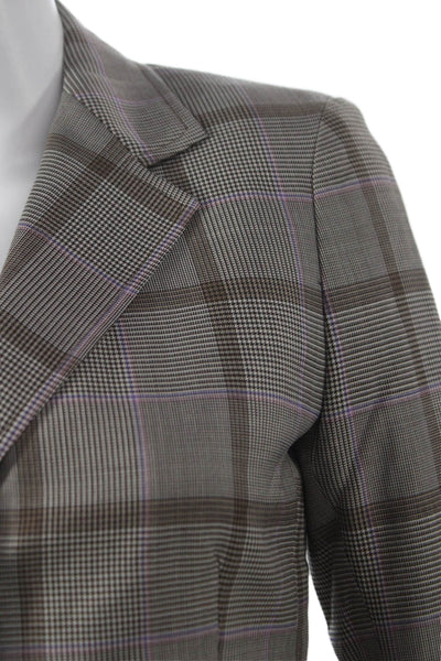 Sharis Women Basic Jacket Multicolor Plaid Wool Blend Button Long Sleeve Size 0