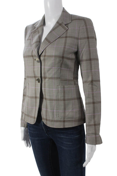 Sharis Women Basic Jacket Multicolor Plaid Wool Blend Button Long Sleeve Size 0
