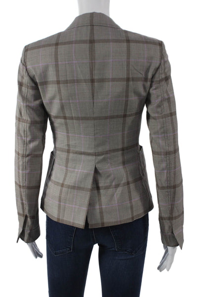 Sharis Women Basic Jacket Multicolor Plaid Wool Blend Button Long Sleeve Size 0