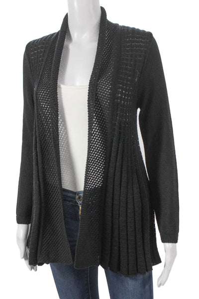 Jennifer Tyler Women Cardigan Collared Black Cotton Blend Long Sleeve Size 40