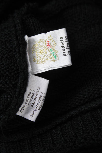 Jennifer Tyler Women Cardigan Collared Black Cotton Blend Long Sleeve Size 40