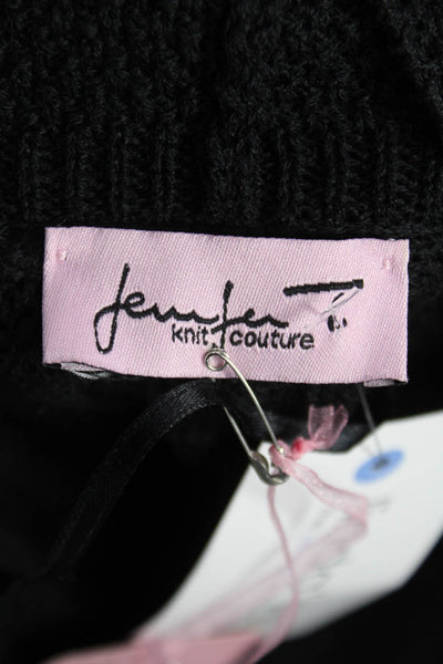 Jennifer Tyler Women Cardigan Collared Black Cotton Blend Long Sleeve Size 40