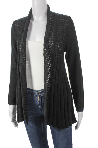 Jennifer Tyler Womens Collared Long Sleeve Cotton Blend Cardigan Black Size 38