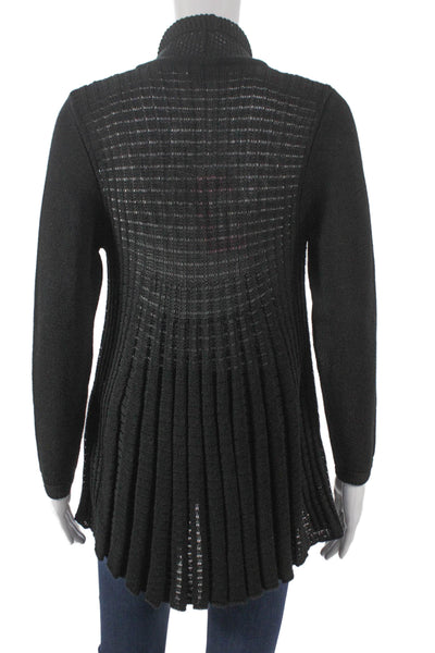 Jennifer Tyler Womens Collared Long Sleeve Cotton Blend Cardigan Black Size 38