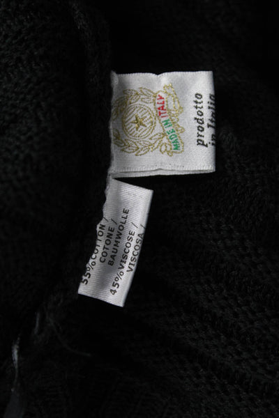 Jennifer Tyler Womens Collared Long Sleeve Cotton Blend Cardigan Black Size 38