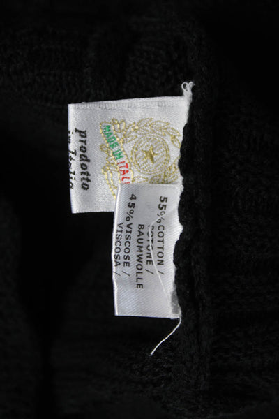 Jennifer Tyler Women Cardigan Black Collared Cotton Long Sleeve Size 44