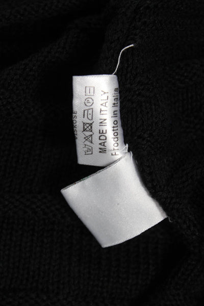 Jennifer Tyler Women Cardigan Black Collared Cotton Long Sleeve Size 44