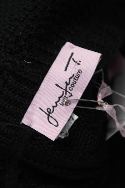 Jennifer Tyler Women Cardigan Black Collared Cotton Long Sleeve Size 44