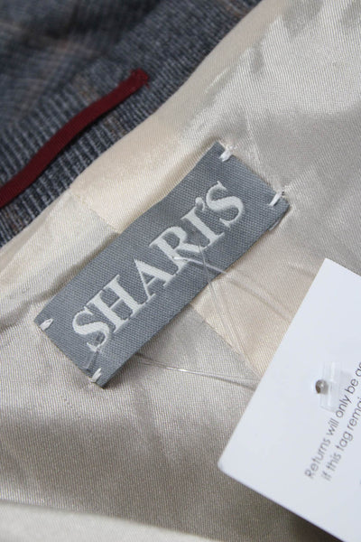Sharis Womens Wool Plaid Basic Jacket Gray Button Long Sleeve Size 48
