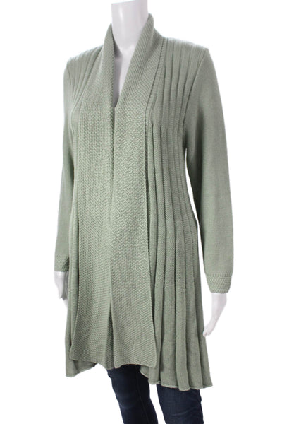 Jennifer Tyler Womens Green Cotton Collared Long Sleeve Cardigan Size 40
