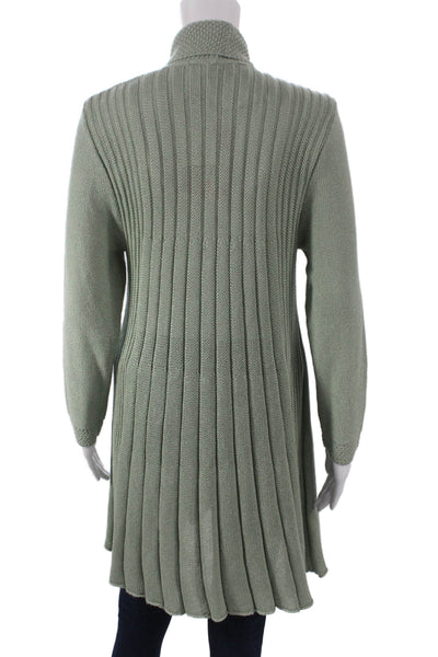 Jennifer Tyler Womens Green Cotton Collared Long Sleeve Cardigan Size 40