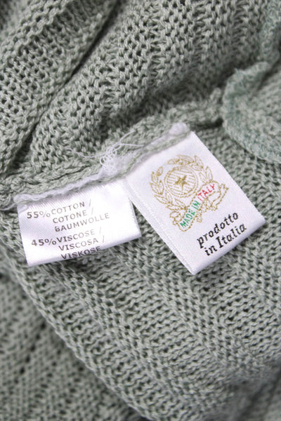 Jennifer Tyler Womens Green Cotton Collared Long Sleeve Cardigan Size 40