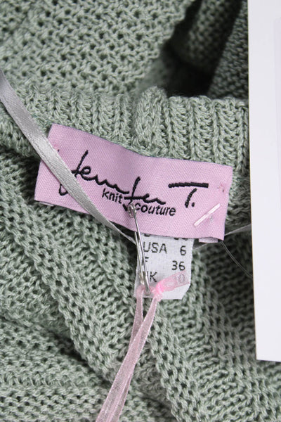 Jennifer Tyler Womens Green Cotton Collared Long Sleeve Cardigan Size 40
