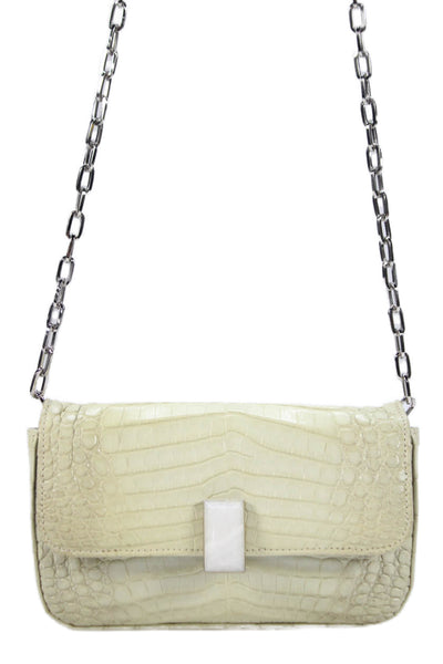 Solantu Womens Embossed Leather Embellished Mini Mia Clutch Handbag Beige