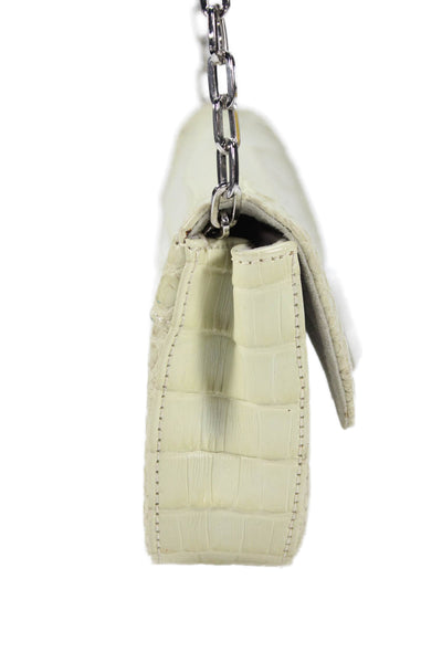 Solantu Womens Embossed Leather Embellished Mini Mia Clutch Handbag Beige