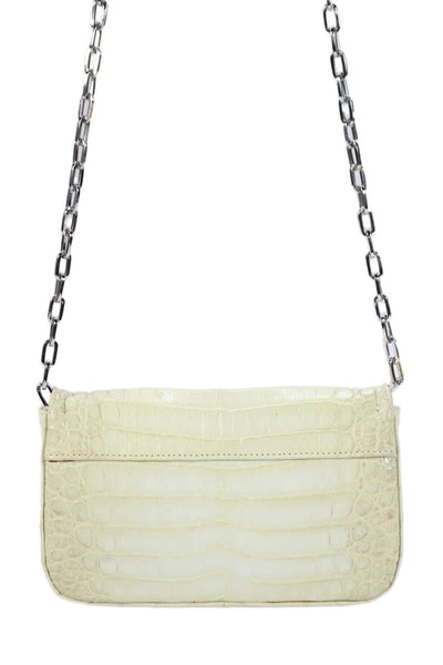 Solantu Womens Embossed Leather Embellished Mini Mia Clutch Handbag Beige