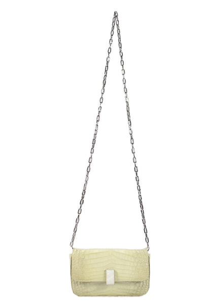 Solantu Womens Embossed Leather Embellished Mini Mia Clutch Handbag Beige