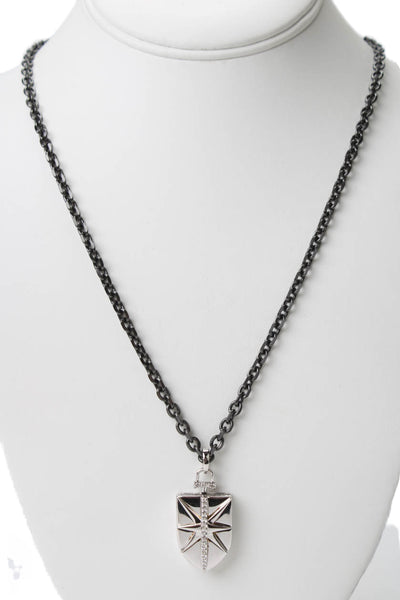 Monica Rich Kosann Womens 925 Silver Sapphire Fearless Shield Locket NWOT