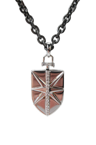 Monica Rich Kosann Womens 925 Silver Sapphire Fearless Shield Locket NWOT