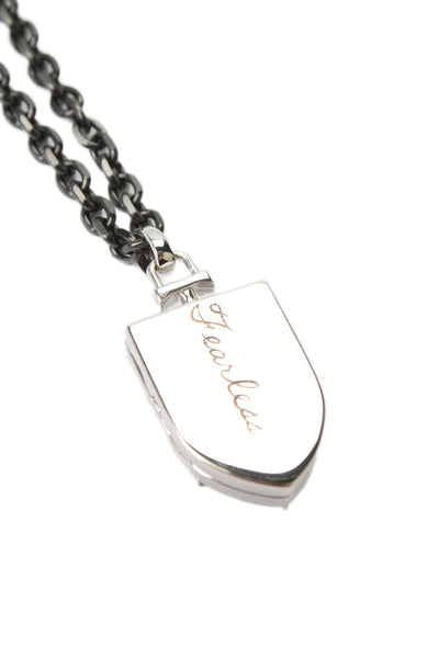 Monica Rich Kosann Womens 925 Silver Sapphire Fearless Shield Locket NWOT