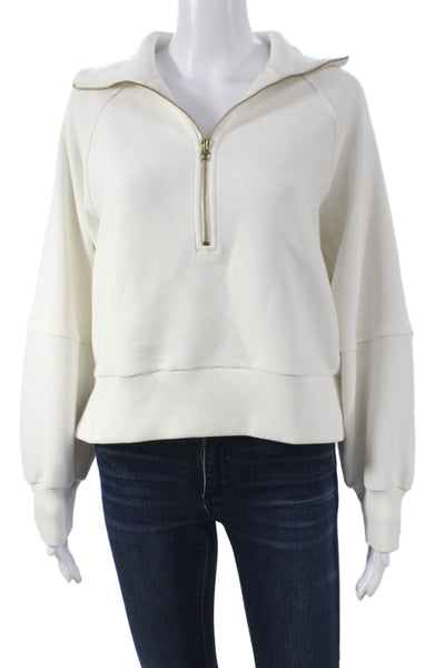 Varley Womens Pullover Collared Zip Cotton Long Sleeve White Size XS